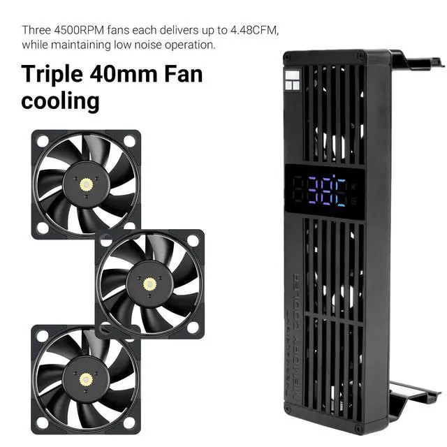 Alt view image 4 of 7 - MC-3 Digital Black RAM Cooling, ARGB Digital Display Screen Intelligent Temperature Color Change, Easy Installation,Universal Across All PC Platforms, Black