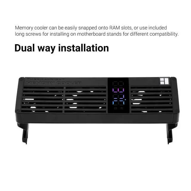 Alt view image 5 of 7 - MC-3 Digital Black RAM Cooling, ARGB Digital Display Screen Intelligent Temperature Color Change, Easy Installation,Universal Across All PC Platforms, Black