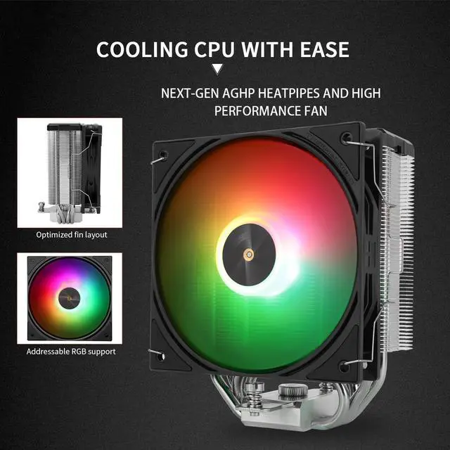 Alt view image 4 of 7 - Assassin X 120R Digital ARGB Black CPU Air Cooler, 2000RPM Speed,4 Heatpipes, 12cm Quiet PWM Fan CPU Cooler, Digital Screen Top Cover,for AM4/AM5,Intel LGA1700/1851/1150/1151/1200