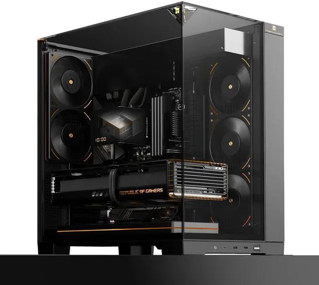 Main image of A70ATX Gaming Case Three-Sided Pillar-Free Panoramic Glass Panel Type-C Port mid-Tower Computer case Tool-Free Quick-Release Vertical GPU Bracket Anti-Drop Design, Black