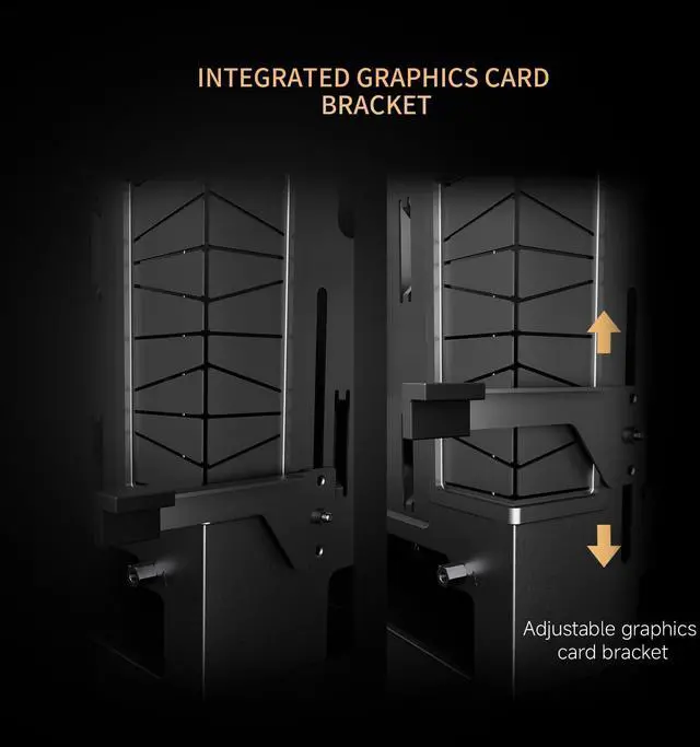 Alt view image 6 of 7 - A70ATX Gaming Case Three-Sided Pillar-Free Panoramic Glass Panel Type-C Port mid-Tower Computer case Tool-Free Quick-Release Vertical GPU Bracket Anti-Drop Design, Black
