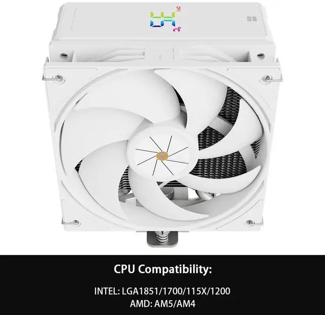 Alt view image 3 of 7 - Assassin X 120R Digital White CPU Air Cooler, 2000RPM Speed,4 Heatpipes, 12cm Quiet PWM Fan CPU Cooler, Digital Screen Top Cover,for AM4/AM5,Intel LGA1700/1851/1150/1151/1200, PC Cooling