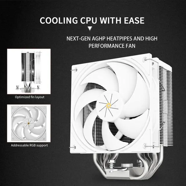 Alt view image 4 of 7 - Assassin X 120R Digital White CPU Air Cooler, 2000RPM Speed,4 Heatpipes, 12cm Quiet PWM Fan CPU Cooler, Digital Screen Top Cover,for AM4/AM5,Intel LGA1700/1851/1150/1151/1200, PC Cooling
