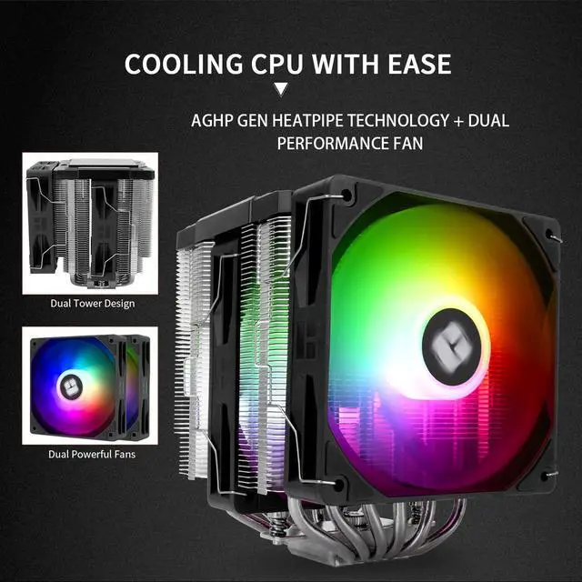 Alt view image 4 of 7 - Peerless Assassin 120 Digital ARGB Black CPU Air Cooler, Digital Screen Top Cover,6 Heatpipes Computer CPU Cooler, for AM4/AM5,Intel LGA1700/1851/1150/1151/1200, PC Cooler-Black ARGB
