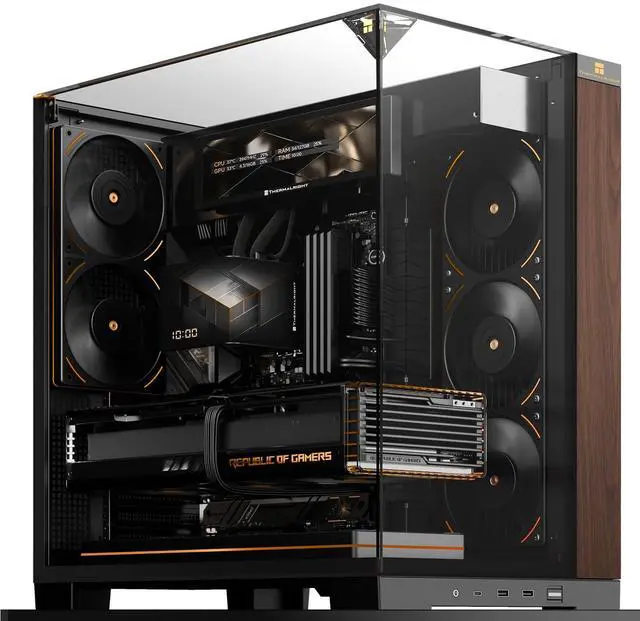 Main image of A70 Vision V2 ATX Gaming Case Three-Sided Column-Free Glass 8 CPU Fans Slots,Quick Release Vertical Graphics Card Mounting Anti-Fall,with 9.16 LCD Screen, Wood Grain Style