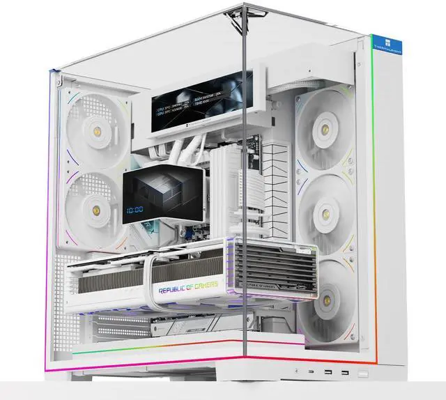 Main image of A70 Vision White ATX Gaming case |Three Sides Without Stands,Panoramic Glass Panel|8 Fan Slots |Tower-Style Computer case|Equipped withType-C Interface|Comes with a 9.16-inch LCD Display