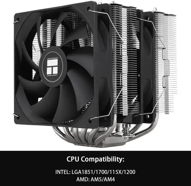Alt view image 3 of 6 - Peerless Assassin 120 SE Extrem CPU Air Cooler with 6 Heat Pipes, Dual PWM Fans, AGHP heatpipe Technology, 154mm High Cooling, for AM5/AM4, Intel LGA1851/1700/1150/1151/1155/1156/1200