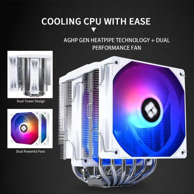 Alt view image 4 of 7 - Peerless Assassin 120 Digital ARGB White CPU Air Cooler, Digital Screen Top Cover,6 Heatpipes Computer CPU Cooler, for AM4/AM5,Intel LGA1700/1851/1150/1151/1200, PC Cooler-White ARGB