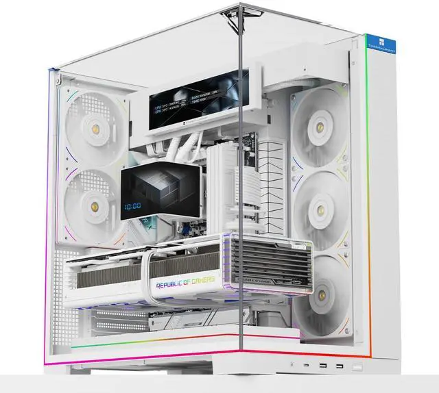 Main image of A70 White ATX Gaming Case Three-Sided Column-Free Glass 8 CPU Fan Slots + Four-Way Airflow Tool-Free Quick Release Vertical Graphics Card Mounting Anti-Fall,White