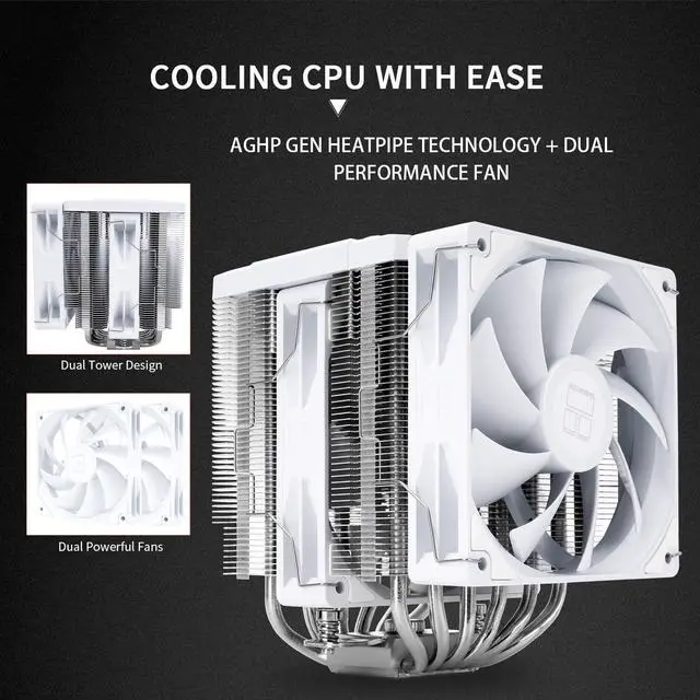 Alt view image 4 of 7 - Peerless Assassin 120 Digital White CPU Air Cooler, Digital Screen Top Cover,6 Heatpipes Computer CPU Cooler, for AM4/AM5,Intel LGA1700/1851/1150/1151/1200, PC Cooler-White