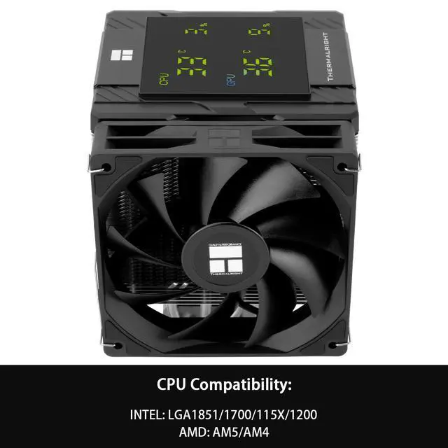 Alt view image 3 of 7 - Peerless Assassin 120 Digital Black CPU Air Cooler, Digital Screen Top Cover,6 Heatpipes Computer CPU Cooler, for AM4/AM5,Intel LGA1700/1851/1150/1151/1200, PC Cooler-Black