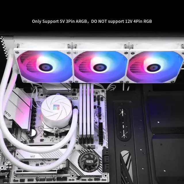 Alt view image 6 of 6 - Aqua Elite 360 White ARGB CPU Water Cooler, with 3 PWM Fans ARGB, 1550RPM Speed,for AMD/AM4/AM5, Intel LGA1851/1150/1151/1155/1156/1200/1700
