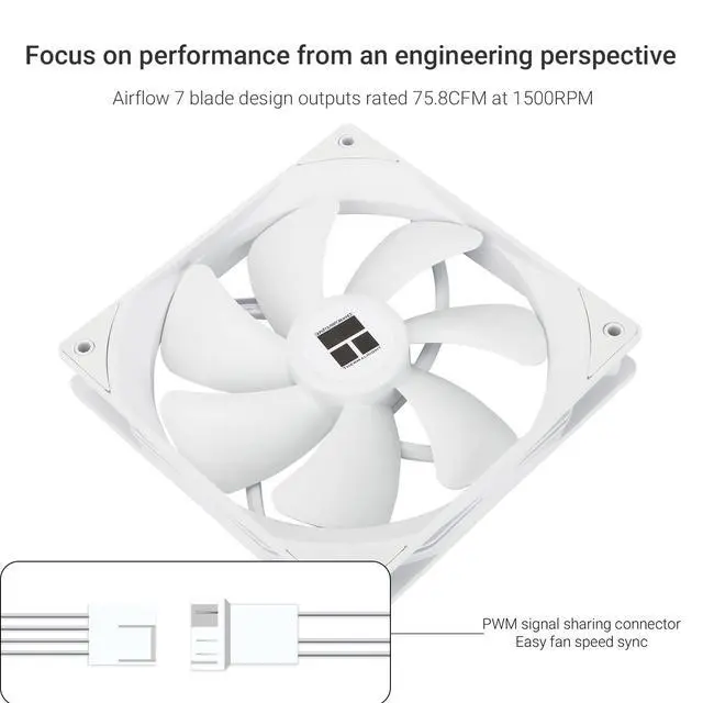 Alt view image 3 of 6 - TL-C14CW CPU Case Fan 140mm, PWM Fan Silent Computer CPU Fan with 1500RPM Speed, CPU Cooling White TL-C14CW