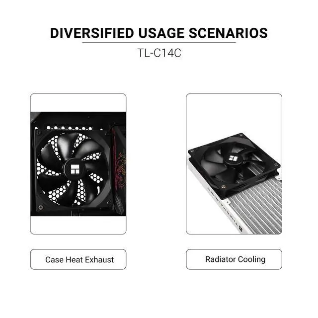 Alt view image 6 of 6 - TL-C14C CPU Cooling Fan 140mm, PWM Silent Computer Cooler With 1500RPM Speed, Black (TL-C14C)