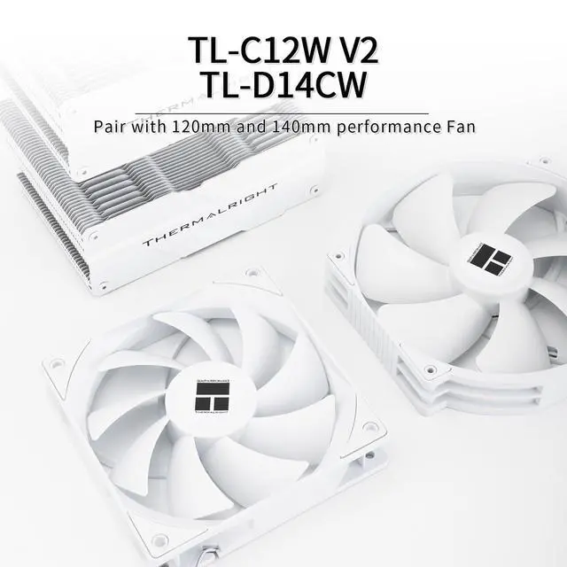 Alt view image 5 of 5 - Peerless Assassin 140 White CPU Cooler, 6 Heat Pipes AGHP Technology,Dual PWM Fans with 1500RPM Speed, Double Towers Cooler,for AM5/AM4&Intel LGA 1700/1851/1150/1151/1200,PC CPU Cooling