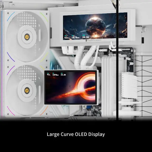 Alt view image 7 of 7 - Levita Vision 360 UB ARGB White CPU Liquid Cooler,360mm Aio, 2K 60HZ Curved Screen with 2400x1080 Resolution,for AM4/AM5,Intel LGA1851/1700,6.67in 3D Screen High Performance Pump