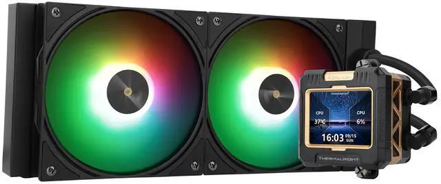 Main image of FW240 Black ARGB CPU AIO Cooler,PC 240 Specification Water Cooler System,IPS LCD Screen with 320 * 240 Resolution,for AM5&Intel LGA1700/1851,CPU Cooler Comes with 2.4-inch LCD Display