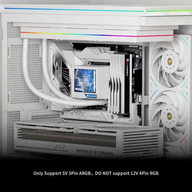 Alt view image 6 of 6 - Mjolnir Vision 360 UB PRO ARGB White CPU Aio Cooler,PC 360 Specification Water Cooler System with Inline Fan,3.5 LCD Screen with 640x480 Resolution,for AM4/AM5;Intel 1700/1851/115X/2011