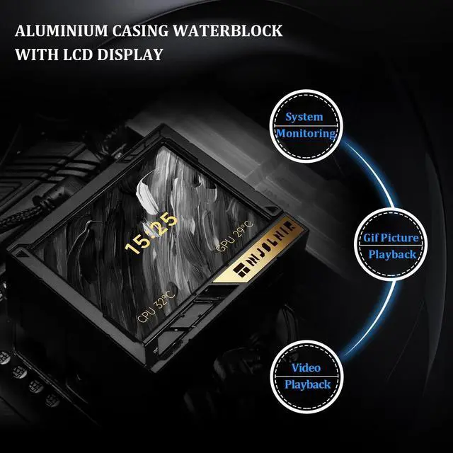Alt view image 4 of 6 - Mjolnir Vision 360 UB PRO ARGB Black CPU Aio Cooler,PC 360 Specification Water Cooler System with Inline Fan,3.5 LCD Screen with 640x480 Resolution,for AM4/AM5;Intel 1700/1851/115X/2011