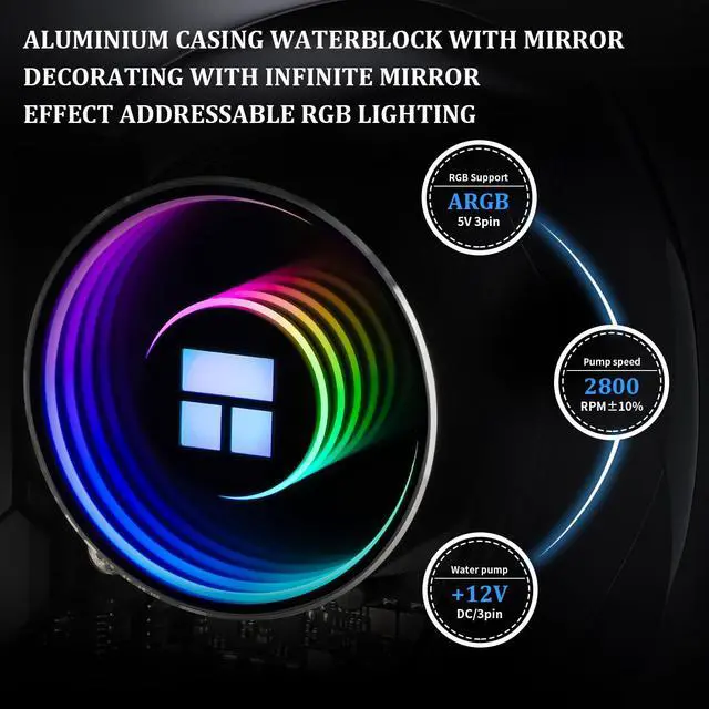 Alt view image 5 of 7 - Frozen Notte 120 ARGB Black Liquid CPU Cooler, 120mm PWM Fan with ARGB-Up to 2000RPM Speed, for AMD/AM4/AM5, Intel LGA1150/1151/1200/1700/1851,Black