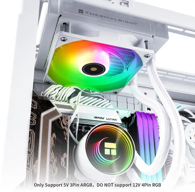 Alt view image 6 of 6 - Frozen Notte 120 ARGB White Liquid CPU Cooler, 120mm PWM Fan with ARGB-Up to 2000RPM Speed, for AMD/AM4/AM5, Intel LGA1150/1151/1200/1700/1851,White