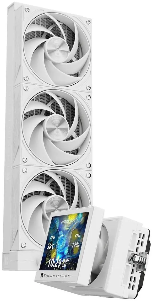 Main image of Stream Vision 360 White-360mm AIO CPU Liquid Cooler,3.5Square LCD Display for Images,Magnetic Suction High-Performance Pump for 640x480 Resolution with Embedded Fan,for AM5/lga1851/1700