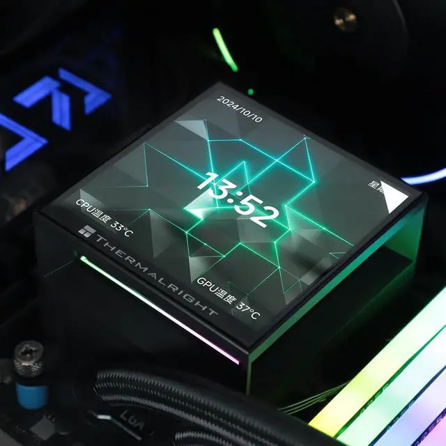 Alt view image 2 of 7 - Hyper Vision 360 ARGB Black CPU AIO Cooler,PC 360 Specification Water Cooler System,IPS LCD Screen with 480x480 Resolution,for AM4/AM5;Intel 1700/1851,3.95in Screen High Performance Pump