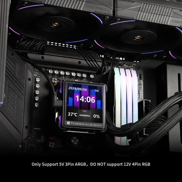 Alt view image 6 of 6 - Elite Vision 360 ARGB Black CPU AIO Cooler,IPS LCD Screen with 320 * 320 Resolution,for AM5&Intel 1700/1851,High-Performance CPU Water-Cooled with 2.73in Removable Liquid Crystal Display