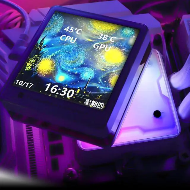 Alt view image 2 of 7 - Grand Vision 360 ARGB White CPU AIO Cooler,PC 360 Specification Water Cooler System,IPS LCD Screen with 480x480 Resolution and 3.4inch,for AM4/AM5&Intel LGA1700/1851,High Performance Pump