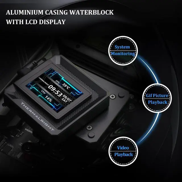 Alt view image 4 of 6 - FW SE 120 ARGB Black AIO Water Cooler, Liquid CPU Cooler, 2 LCD Screen-320x240 Resolution, 2000RPM High Speed,Compatible with AMD/AM4/AM5 & Intel lga1150/1151/1200/1700/1851