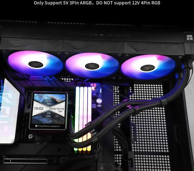 Alt view image 6 of 6 - Grand Vision 360 ARGB Black CPU AIO Cooler,PC 360 Specification Water Cooler System,IPS LCD Screen with 480x480 Resolution,for AM4/AM5&Intel LGA1700/1851,High Performance Pump