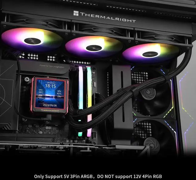 Alt view image 2 of 5 - FW360 Ultra ARGB Black CPU AIO Cooler,PC 360 Specification Water Cooler System,IPS LCD Screen with 480x480 Resolution,for AM5&Intel LGA1700/1851,High Performance Pump,2.88 in LCD Screen