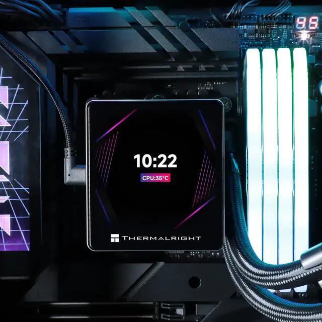 Alt view image 2 of 7 - Grand Vision 240 ARGB Black CPU AIO Cooler,PC 240 Specification Water Cooler System,IPS LCD Screen with 480x480 Resolution,for AM4/AM5;LGA1700/1851,High Performance Pump