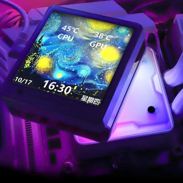 Alt view image 3 of 7 - Grand Vision 240 ARGB White CPU AIO Cooler,PC 240 Specification Water Cooler System,IPS LCD Screen with 480x480 Resolution and 3.4inch,for AM4/AM5&LGA1700/1851,High Performance Pump