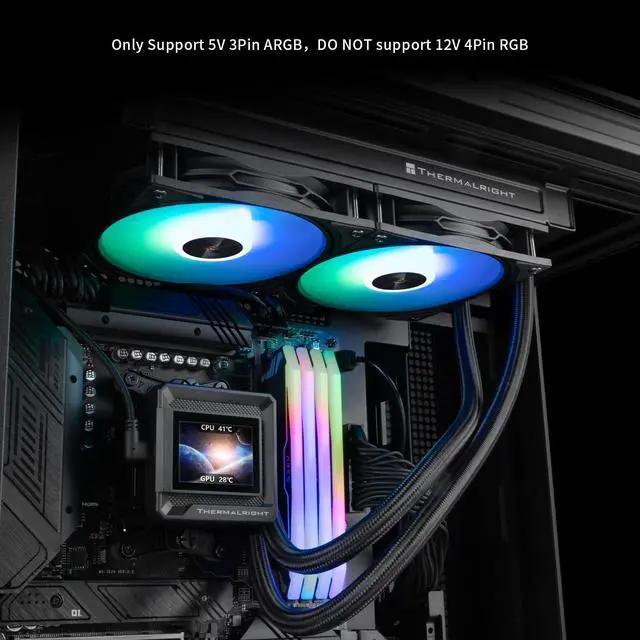 Alt view image 6 of 7 - FW 240 SE ARGB Black-AIO CPU Liquid Cooler,IPS LCD Screen with 320 * 240 Resolution,for AM4/AM5,Intel LGA1700/1851,2-inch Magnet-Absorbent LCD Screen for Images-Black,PC CPU Water Cooler