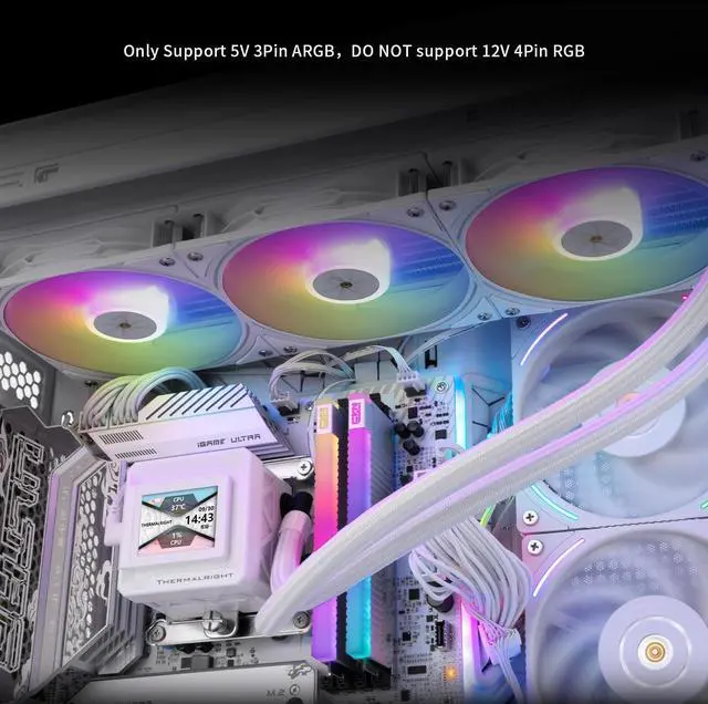 Alt view image 7 of 7 - FW360 SE ARGB White CPU AIO Cooler,PC 360 Specification Water Cooler System,IPS LCD Screen with 320 * 240 Resolution,for AM5,Intel LGA1700/1851,CPU Comes with 2-inch LCD Display