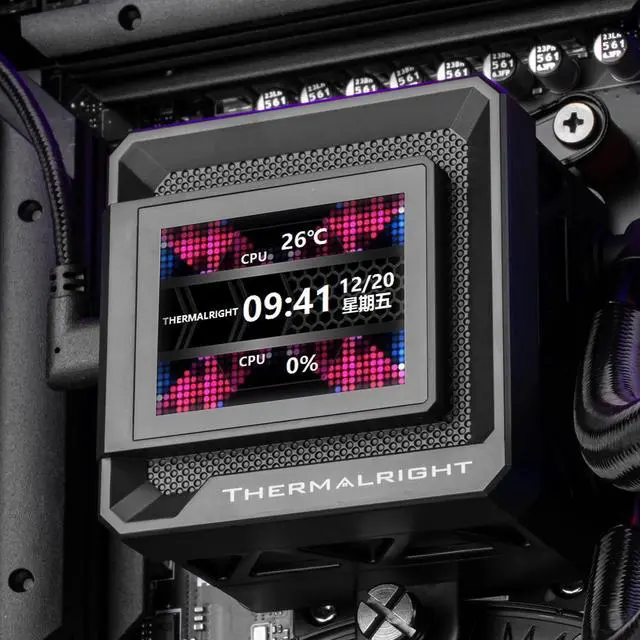 Alt view image 2 of 7 - FW360 SE ARGB Black CPU AIO,PC 360 Specification Water Cooler System,IPS LCD Screen with 320x240 Resolution,for AM5,Intel LGA1700/1851,CPU Cooler Comes with 2-inch LCD Display