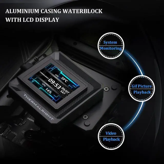 Alt view image 5 of 7 - FW360 SE ARGB Black CPU AIO,PC 360 Specification Water Cooler System,IPS LCD Screen with 320x240 Resolution,for AM5,Intel LGA1700/1851,CPU Cooler Comes with 2-inch LCD Display