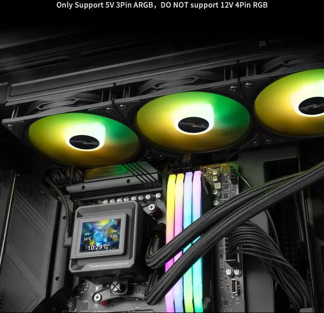 Alt view image 7 of 7 - FW360 SE ARGB Black CPU AIO,PC 360 Specification Water Cooler System,IPS LCD Screen with 320x240 Resolution,for AM5,Intel LGA1700/1851,CPU Cooler Comes with 2-inch LCD Display