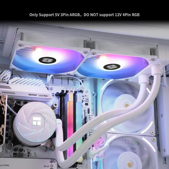 Alt view image 6 of 6 - Aqua Elite 240 White ARGB Liquid CPU Cooler, 240 Cooling Row Size, Double PWM Fans,1550RPM Speed,for AMD/AM4/AM5,Intel LGA1150/1151/1155/1156/1200/1700/1851(White)