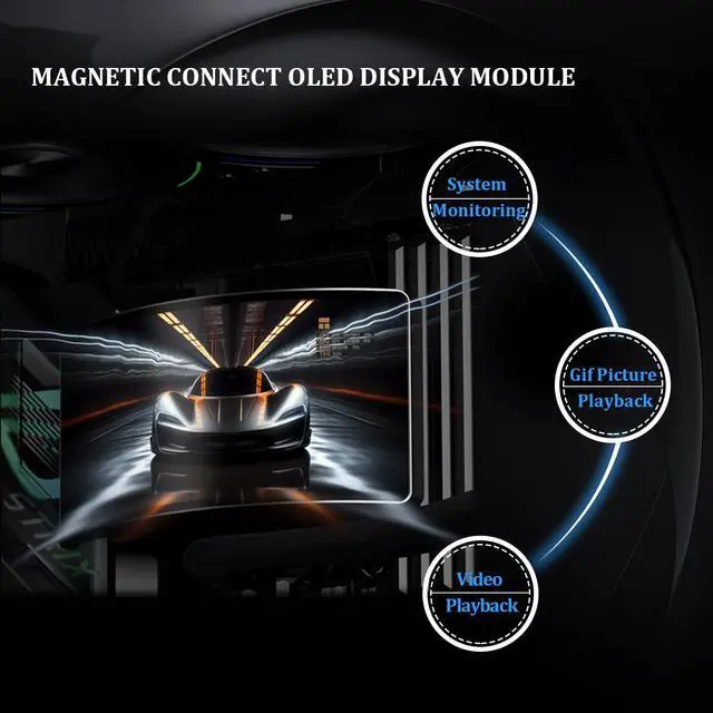 Alt view image 3 of 7 - Rainbow Vision 360 Turbo ARGB Black 360mm Aio Cooler, 60HZ Curved Screen with 2400x1080 Resolution,for AM4/AM5,Intel LGA1851/1700,6.67in 3D with Magnetic Suction Screen,3000RPM Fan Speed