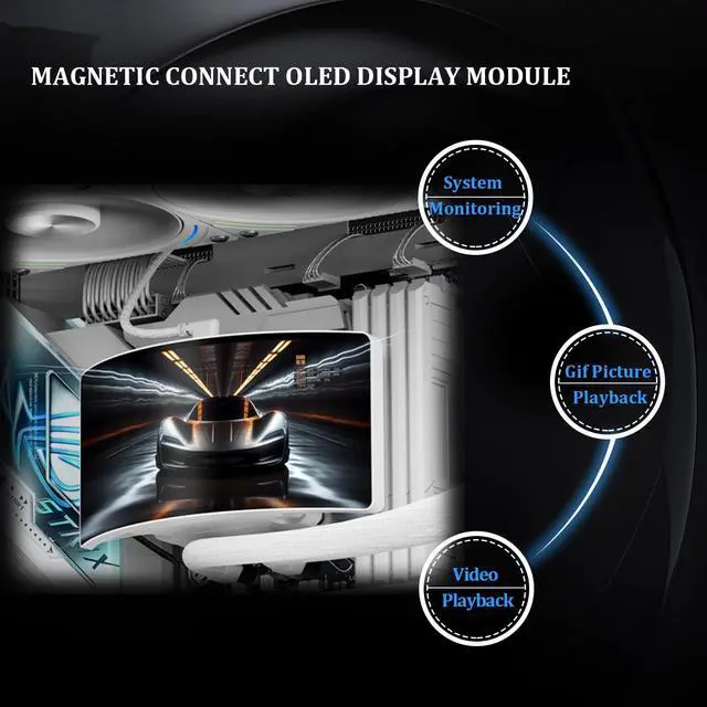 Alt view image 3 of 7 - Rainbow Vision 360 Turbo ARGB White 360mm Aio Cooler, 60HZ Curved Screen with 2400x1080 Resolution,for AM4/AM5,Intel LGA1851/1700,6.67in 3D with Magnetic Suction Screen,3000RPM Fan Speed