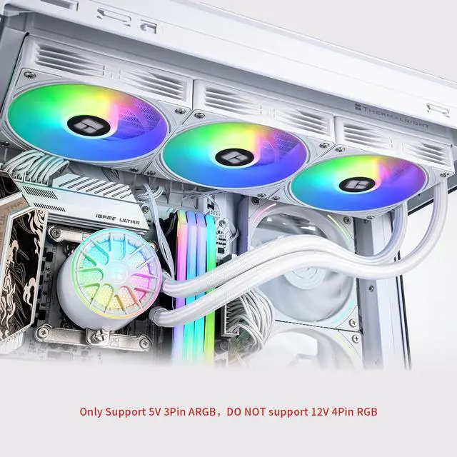 Alt view image 7 of 7 - Aqua Elite 360 V6 ARGB White-CPU Liquid Cooler, Efficient PWM Controlled Pump, for AM4/AM5,Intel LGA1150/1151/1200/1851/1700,Integrated Water-Cooled Radiator-White