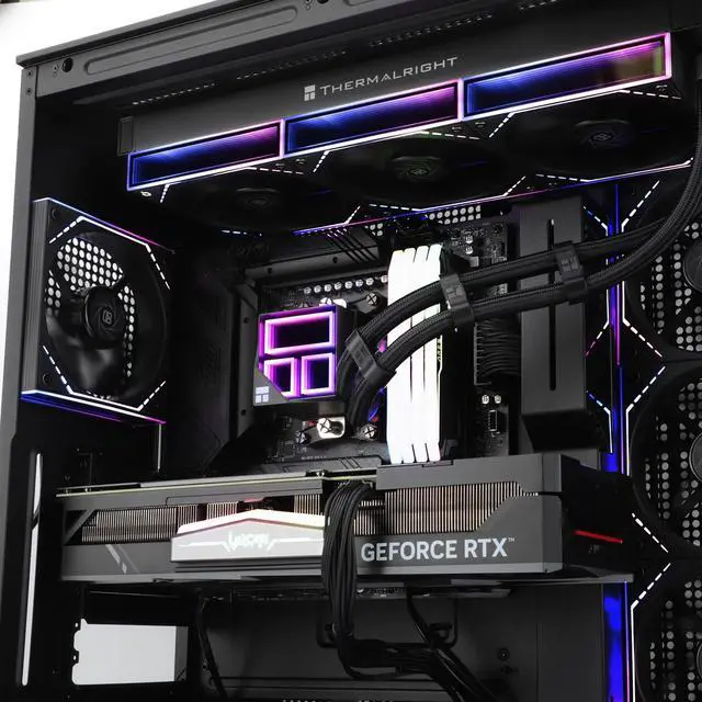 Alt view image 3 of 6 - Frozen Infinity 360 Black CPU Water Cooler,360 Aio CPU Cooler, Triple TL-M12 PWM Fans,Infinity Mirror CPU Cooler,for AMD/AM4/AM5,Intel LGA1851/1700/1150/1151/