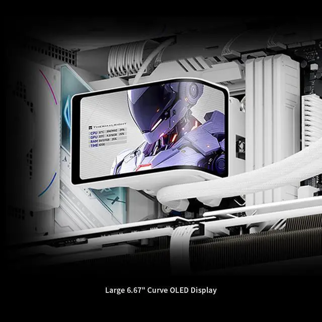 Alt view image 6 of 7 - Wonder Vision 360 Turbo ARGB White CPU Water Cooler, 60HZ Curved Screen with 2400x1080 Resolution,for AM4/AM5,Intel LGA1851/1700,6.67in 3D Screen High Performance Pump,3000RPM Fan Speed