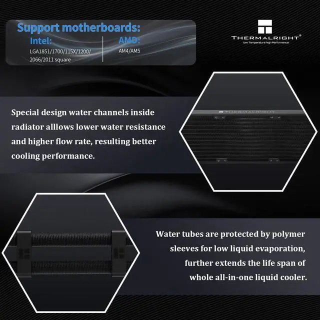 Alt view image 3 of 7 - Wonder Vision 360 Turbo ARGB Black CPU Water Cooler, 60HZ Curved Screen with 2400x1080 Resolution,for AM4/AM5,Intel LGA1851/1700,6.67in 3D Screen High Performance Pump,3000RPM Fan Speed