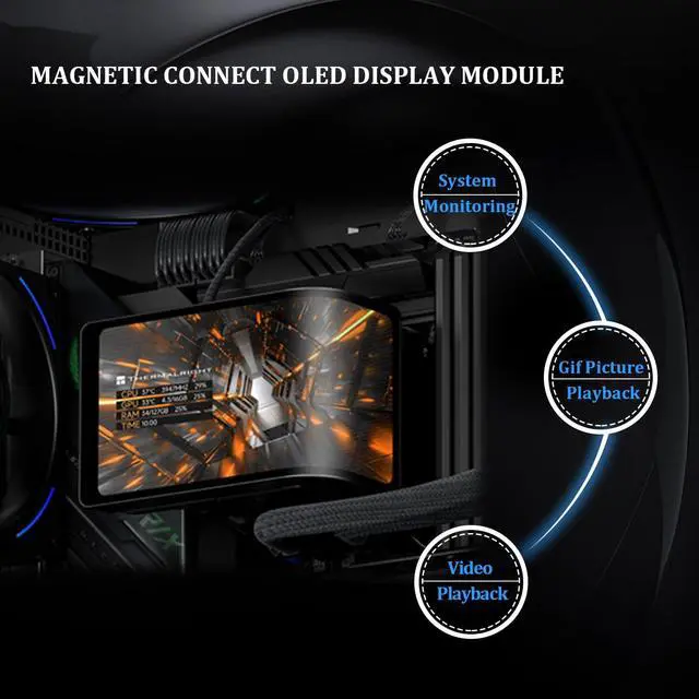 Alt view image 4 of 7 - Wonder Vision 360 Turbo ARGB Black CPU Water Cooler, 60HZ Curved Screen with 2400x1080 Resolution,for AM4/AM5,Intel LGA1851/1700,6.67in 3D Screen High Performance Pump,3000RPM Fan Speed