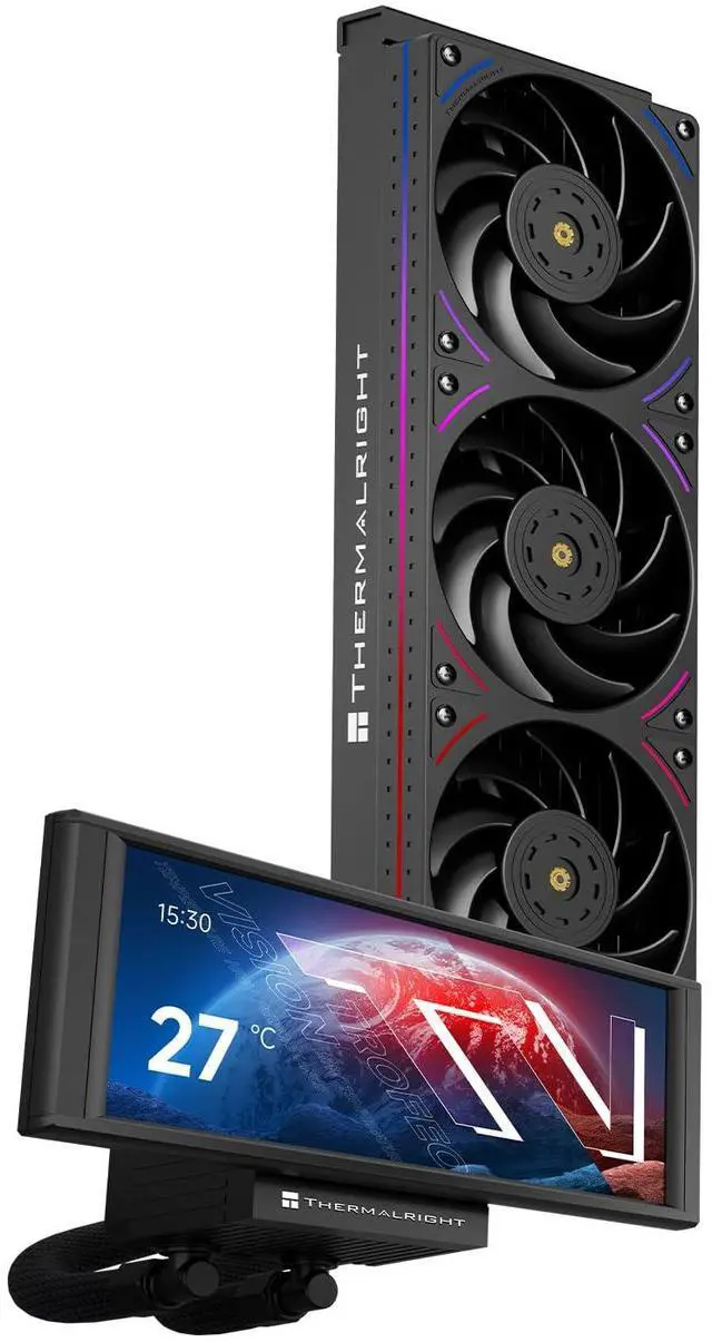 Main image of Trofeo Vision 360 ARGB Black CPU AIO Cooler,6.86-inch LCD Long Screen High-Performance 360mm Water-Cooled Radiator,IPS LCD Screen with 1280x480 Resolution,for AM4/AM5,Intel LGA1851/1700