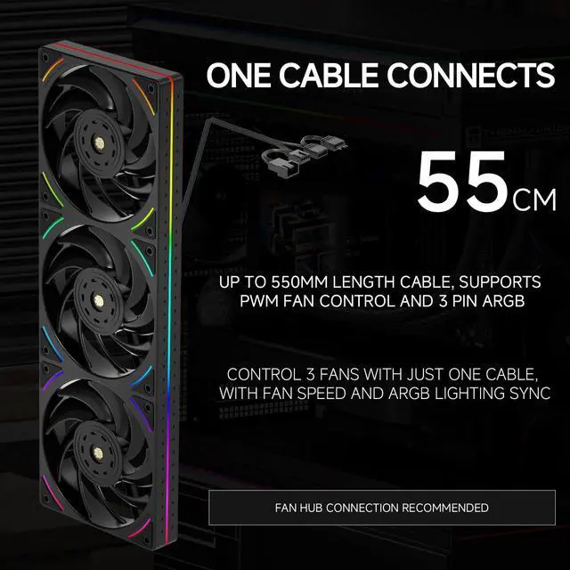 Alt view image 6 of 6 - Trofeo Vision 360 ARGB Black CPU AIO Cooler,6.86-inch LCD Long Screen High-Performance 360mm Water-Cooled Radiator,IPS LCD Screen with 1280x480 Resolution,for AM4/AM5,Intel LGA1851/1700