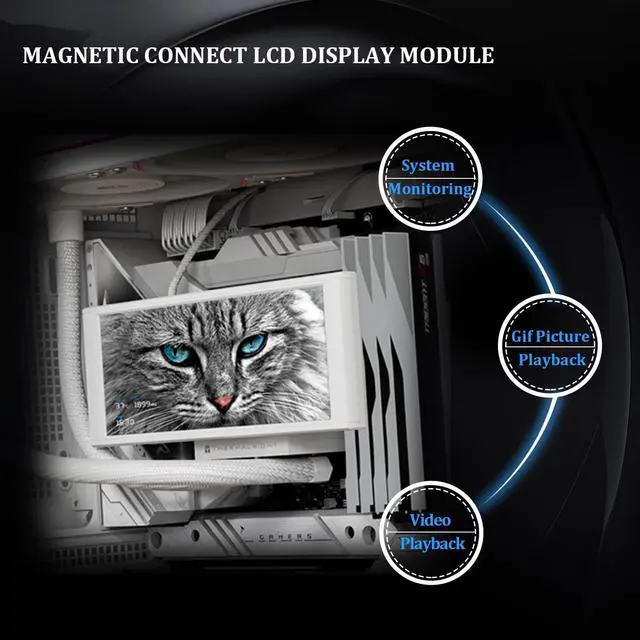 Alt view image 4 of 6 - Trofeo Vision 360 ARGB White CPU AIO Cooler,6.86-inch LCD Long Screen High-Performance 360mm Water-Cooled Radiator, IPS LCD Screen with 1280x480 Resolution,for AM4/AM5,Intel LGA1851/1700